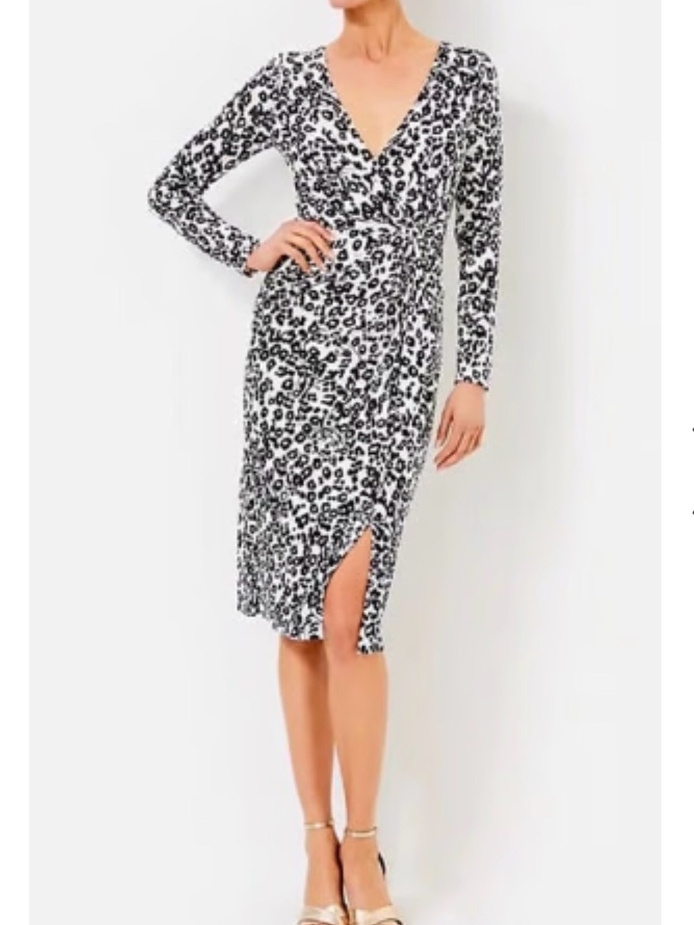 Lilly Pulitzer Odella Black & White Leopard Midi Dress